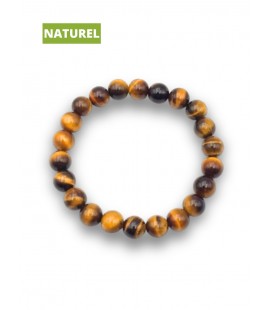 Bracelet œil de tigre en pierre naturelle - Perles rondes - Bijoux énergétique