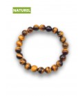 Bracelet œil de tigre en pierre naturelle - Perles rondes - Bijoux énergétique