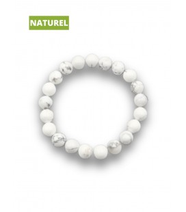 Bracelet howlite en pierre naturelle  - Perles rondes - Bijoux énergétique