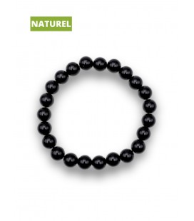 Bracelet onyx noir brillant en pierre naturelle - Perles rondes - Bijoux énergétique