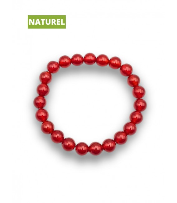 Bracelet cornaline en pierre naturelle - Perles rondes - Bijoux énergétique